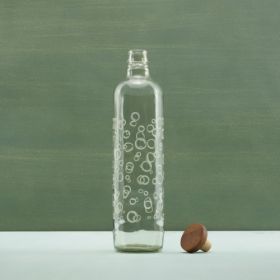 Bubbles Glass Water Bottle With Wooden Stopper-750 Ml