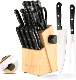 19-piece Knife Set, German Steel, Durable, Dishwasher-safe, Kitchen Knife Set With Built-in Sharpener For Chopping, Slicing, Dicing And Cutting