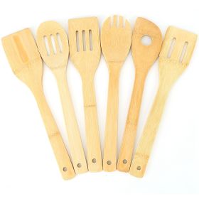 Set Of 6Pcs Cooking Utensil Bamboo Wooden Spoons Spatula Kitchen Cooking Tools Nonstick Wooden Cookware Kitchen Gadgets