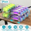2Pack Adjustable Soda Can Organizers 2-Tier Pop Can Holders Beverage Dispensers For Fridge Pantry Cabinet 7Âº Slope Auto Rolling