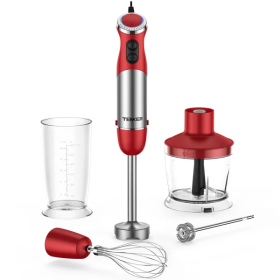 5 In 1 Immersion Blender Handheld 12 Speed Mode Hand Blender, Stainless Steel Blade With Mixing Beaker,