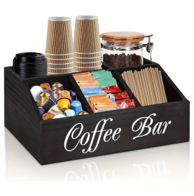 Durable Wooden Divider Coffee Capsule Organizer, Suitable For Coffee Shops, Kitchens, And Offices, Coffee Bar Accessories, Kitchen Accessories.