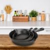 3Pcs Pre-Seasoned Cast Iron Skillet Set 6/8/10in Non-Stick Oven Safe Cookware Heat-Resistant Frying Pan for Frying SautÃ©ing Cooking Baking