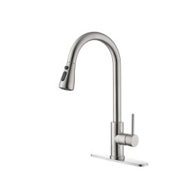 Single Handle High  Pull Out Kitchen Faucet, Single-stage Stainless Steel Kitchen Sink Faucet, With Pull Down Spray
