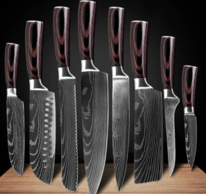 Stainless Steel Meat Cleaver Chef's Knife Cleaver (Option: 8pcs value set)