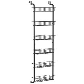6 Tier Over Door Pantry Organizer Hanging Hooks Door Storage Rack Carbon Steel Basket 62.99in Over Door Shelf for Kitchen Bathroom (Option: MetalDoorShelfBlack)