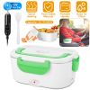 Electric Heating Lunch Box Food Heater Container Travel Thermal Bento Box Portable Food Warmer w/ 2 Removable Compartments 1 Free SpoonÂ 1L
