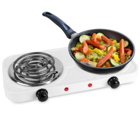 2000W Electric Double Burner Portable Coil Heating Hot Plate Stove Countertop RV Hotplate with Non Slip Rubber Feet 5 Temperature Adjustments (Option: Stove2BurnerWhite)